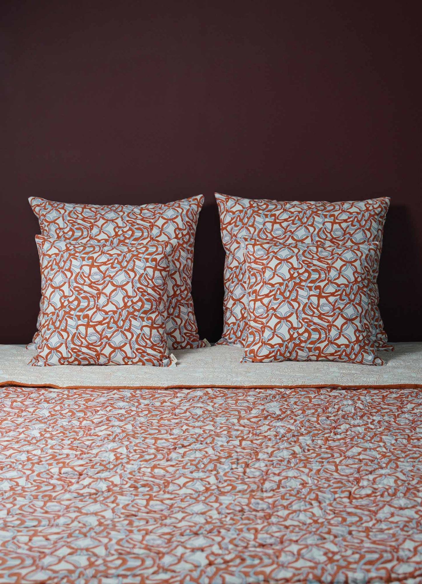 Paigah Orange & Blue King Size Quilt