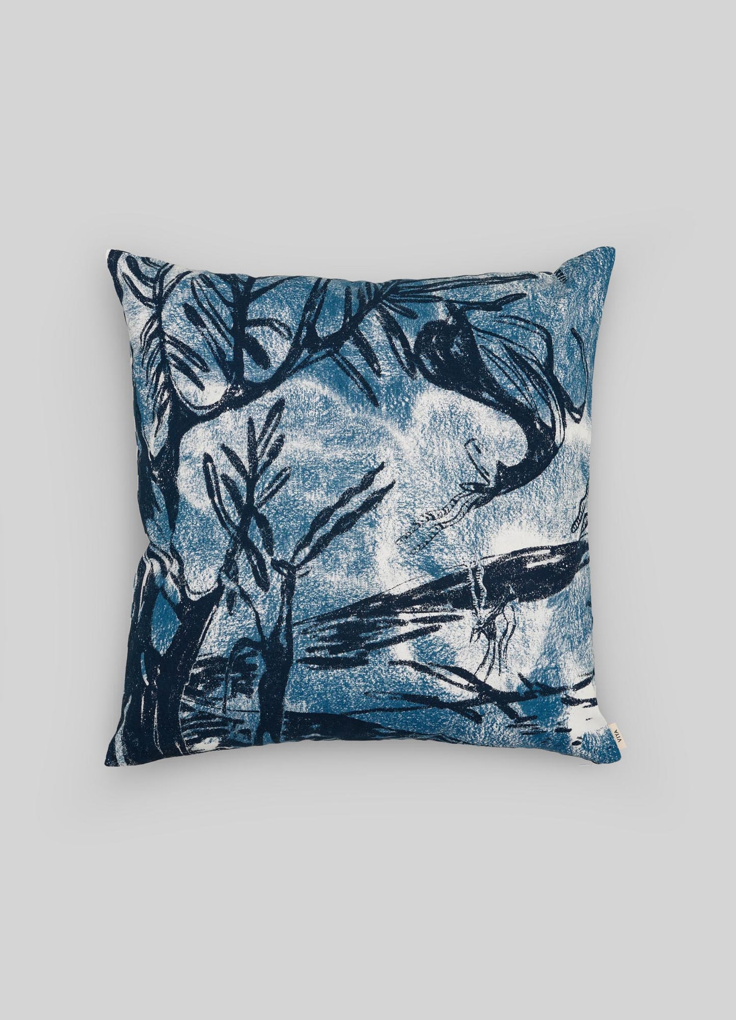 Decorative pillow cover with blue and black abstract design on a white background luxury cushion cushions covers viya