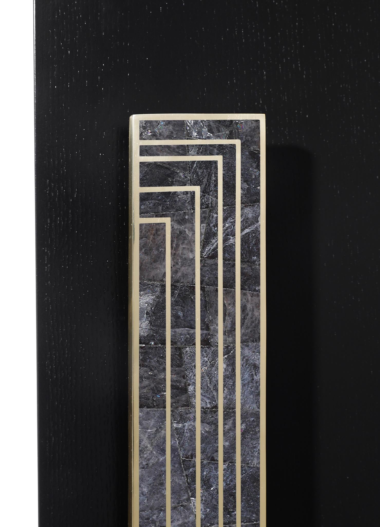 stone handle with brass inlay