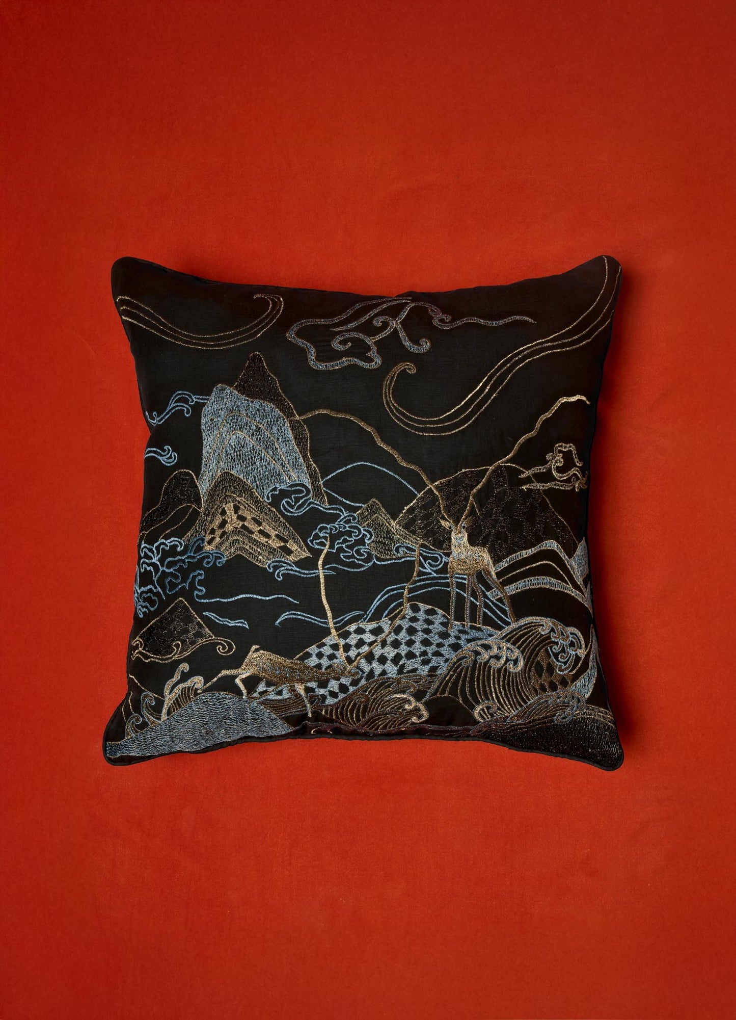 luxury embroidered black cushion covers viya