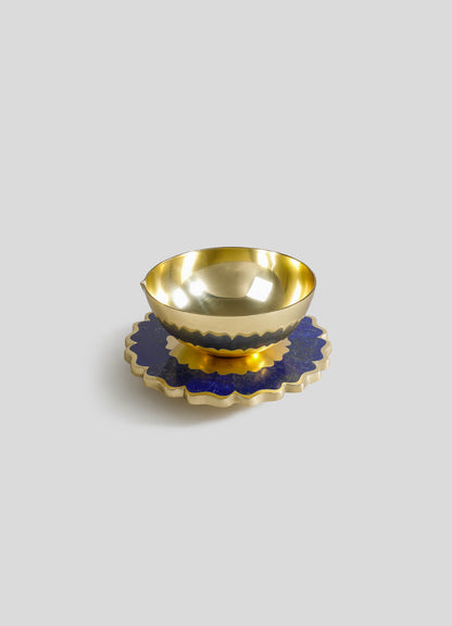 brass diyas small blue 