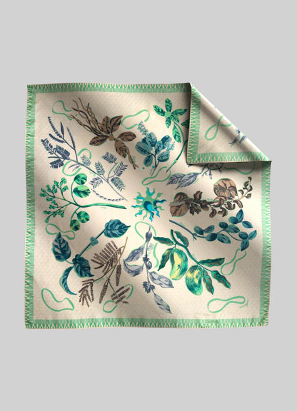 Floral Astra Ecru Silk Scarf