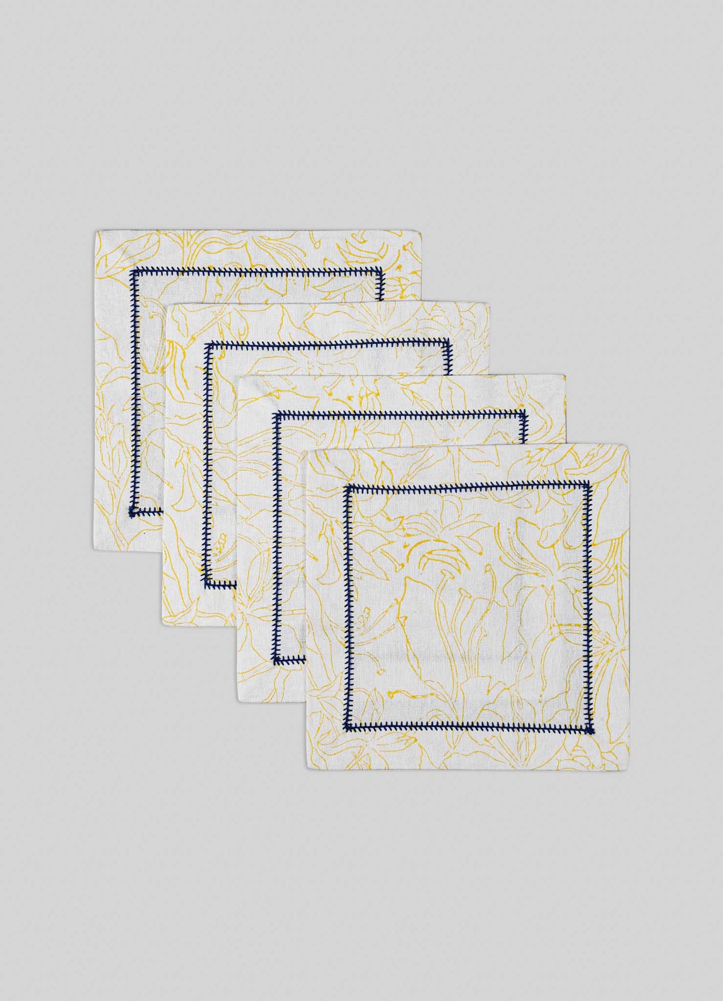 Spring Bouquet Yellow Cocktail Napkins - Set of 4