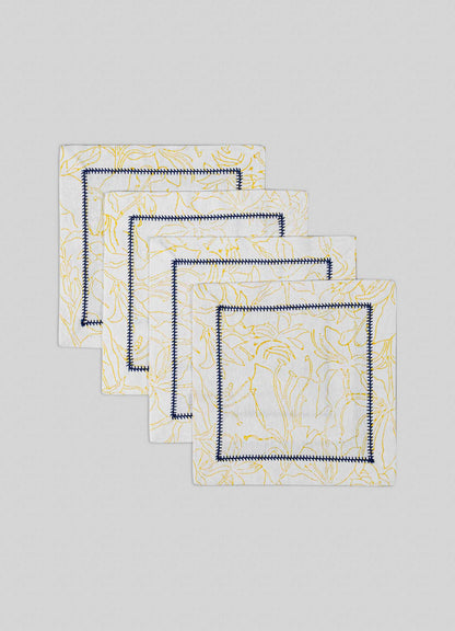 Spring Bouquet Yellow Cocktail Napkins - Set of 4