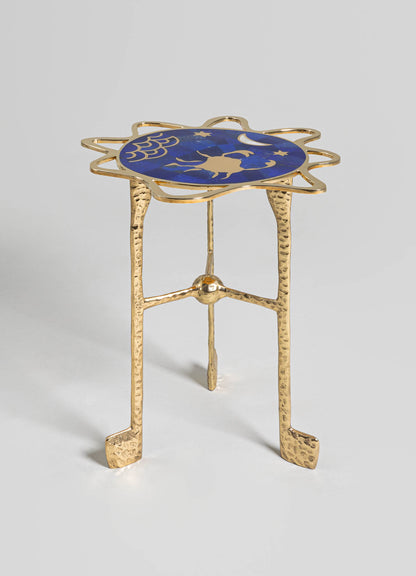 brass round side table