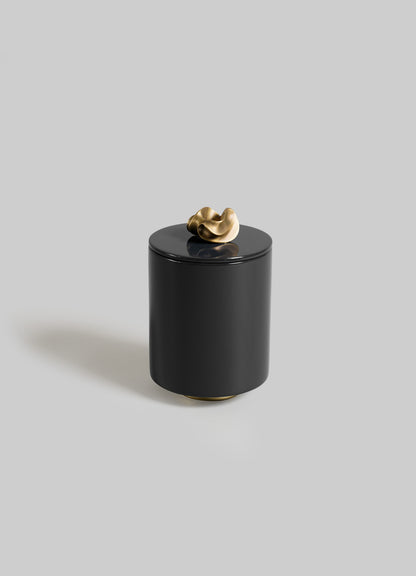 Saffron Black Round Container
