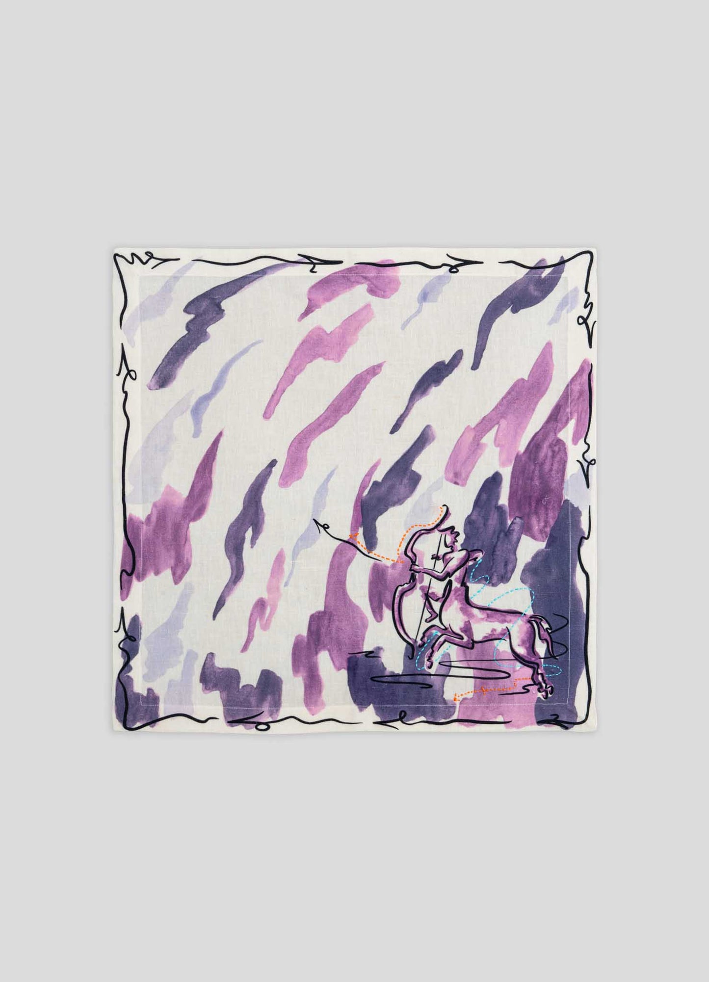 Sagittarius Printed & Hand Embroidered Purple Napkin