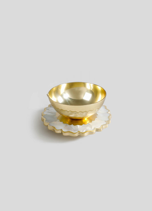 Mystical Marigold White Diya Small