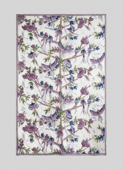Tree Full Of Parrots Plum Single Quilt