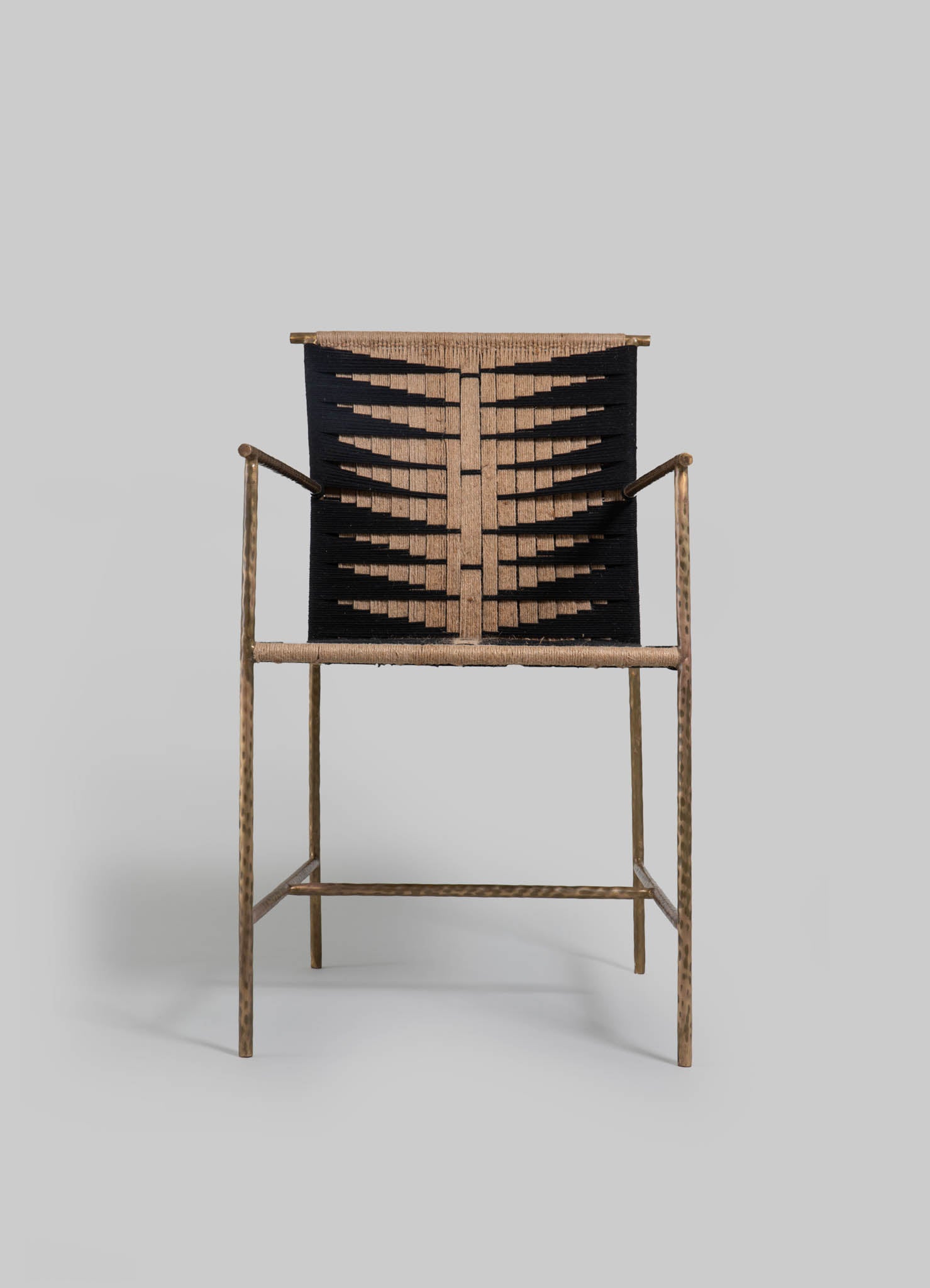 Viya - Handmade Twist & Knot Black & Natural Rope Chair with Brass Legs