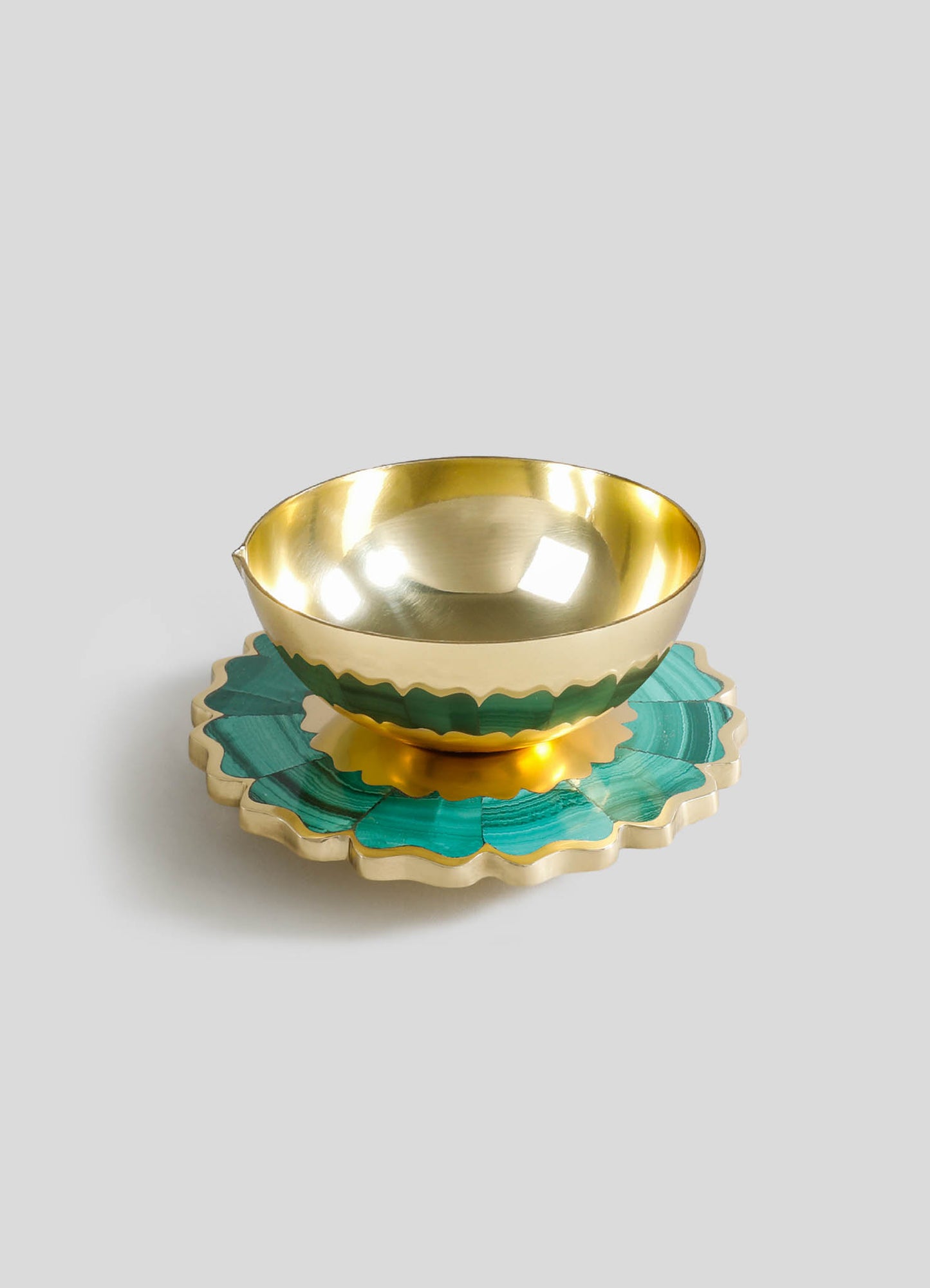 brass diyas green