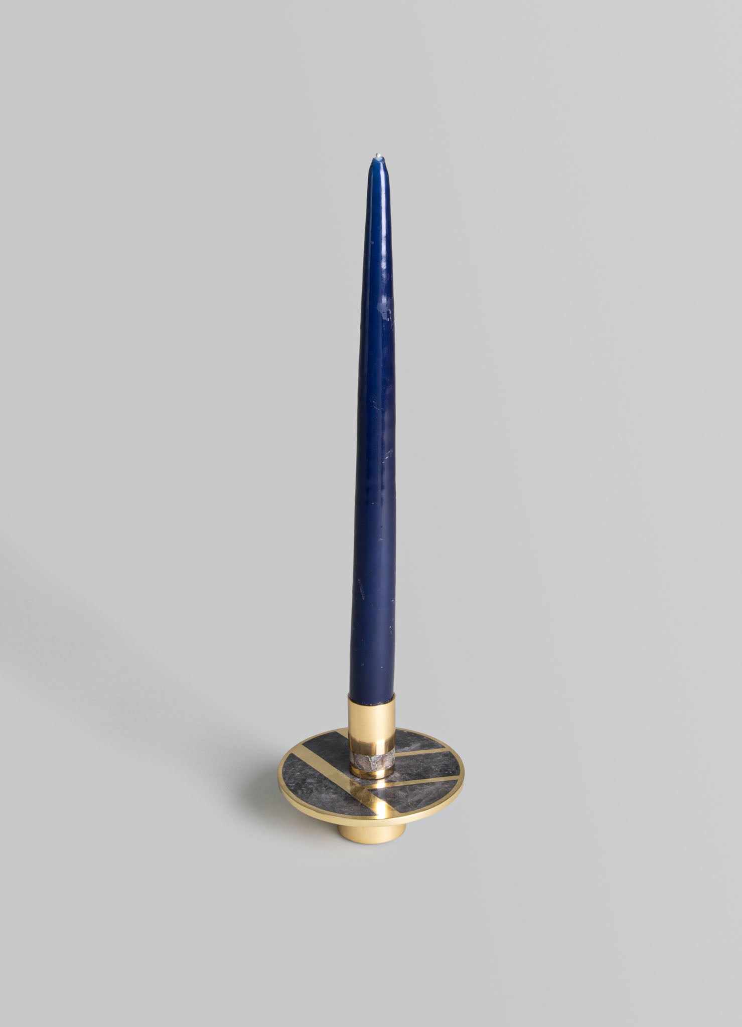 Marble Candle Stand with Brass Inlay