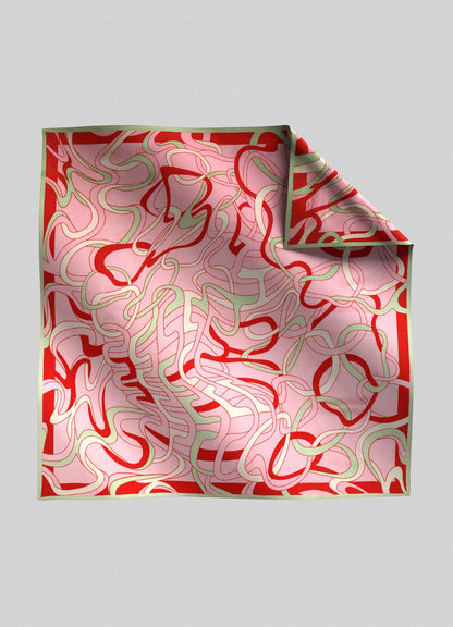 Distorted Paigah Red Silk Scarf