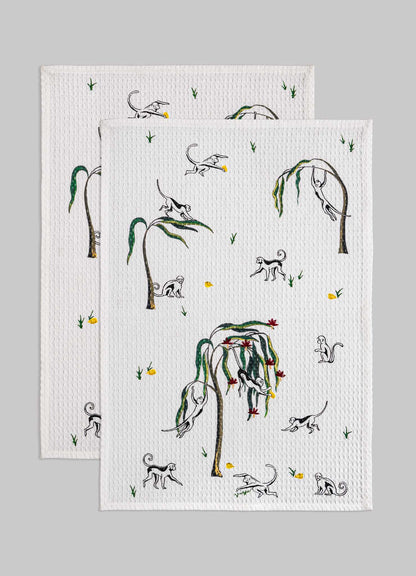 Mischievous Monkey Hand Towels - Set of 2