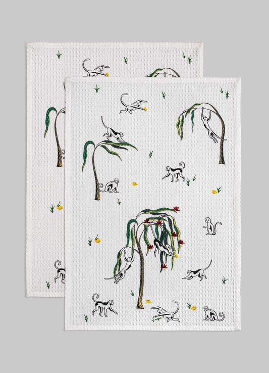 Mischievous Monkey Hand Towels - Set of 2