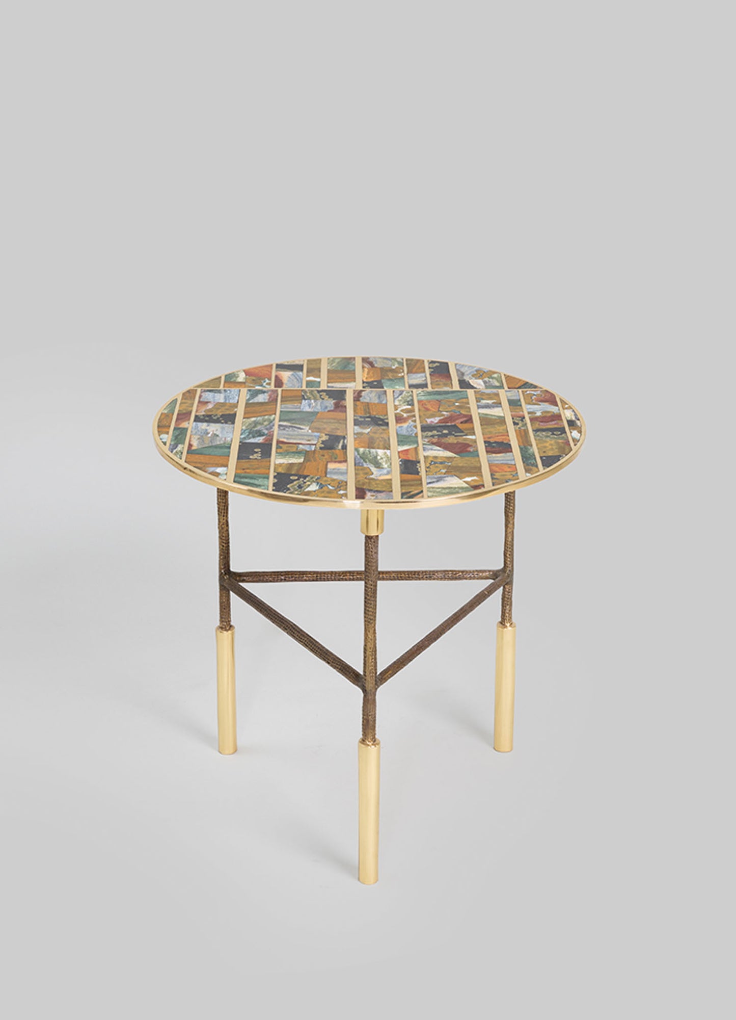 brass round side table