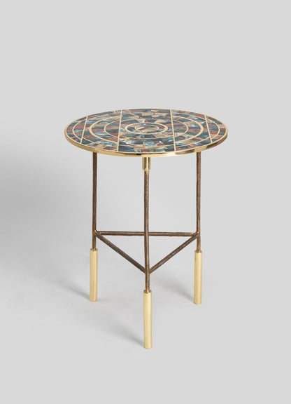 brass round side table