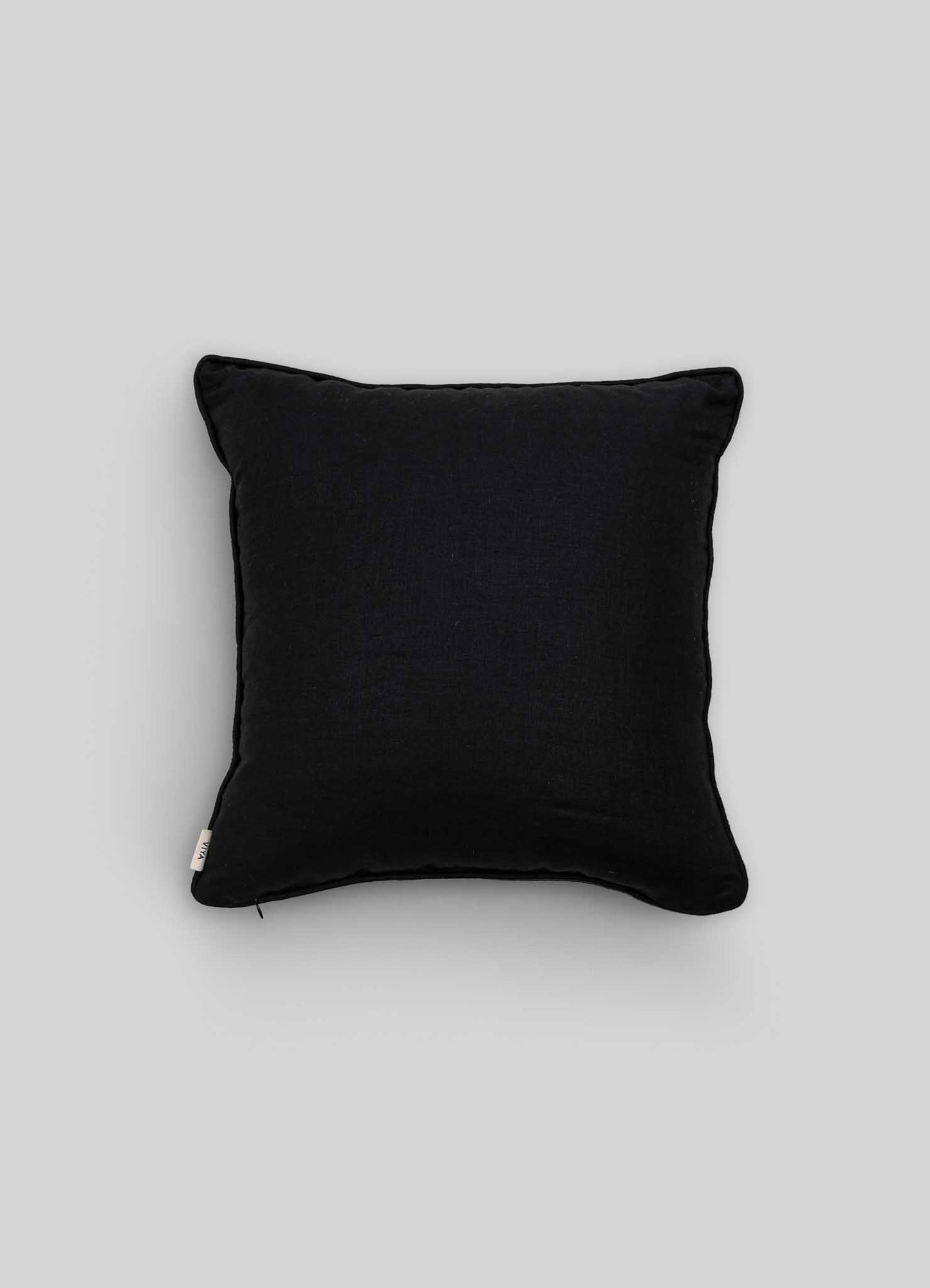 Dreamscape Black Embroidered Linen Cushion Cover 18"x18"
