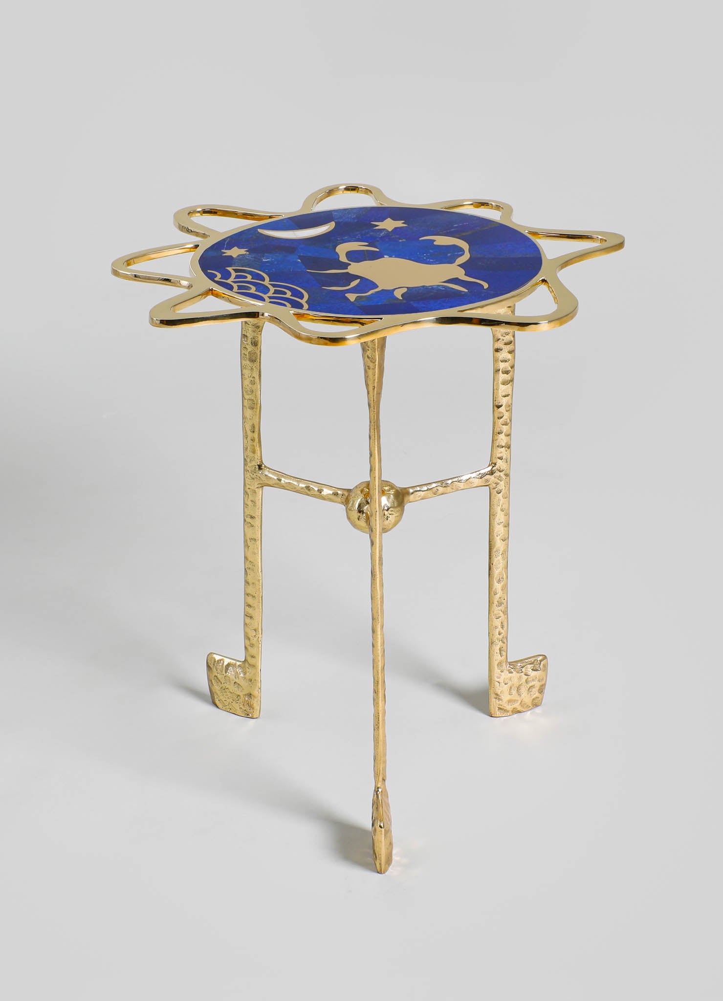 handmade brass side table