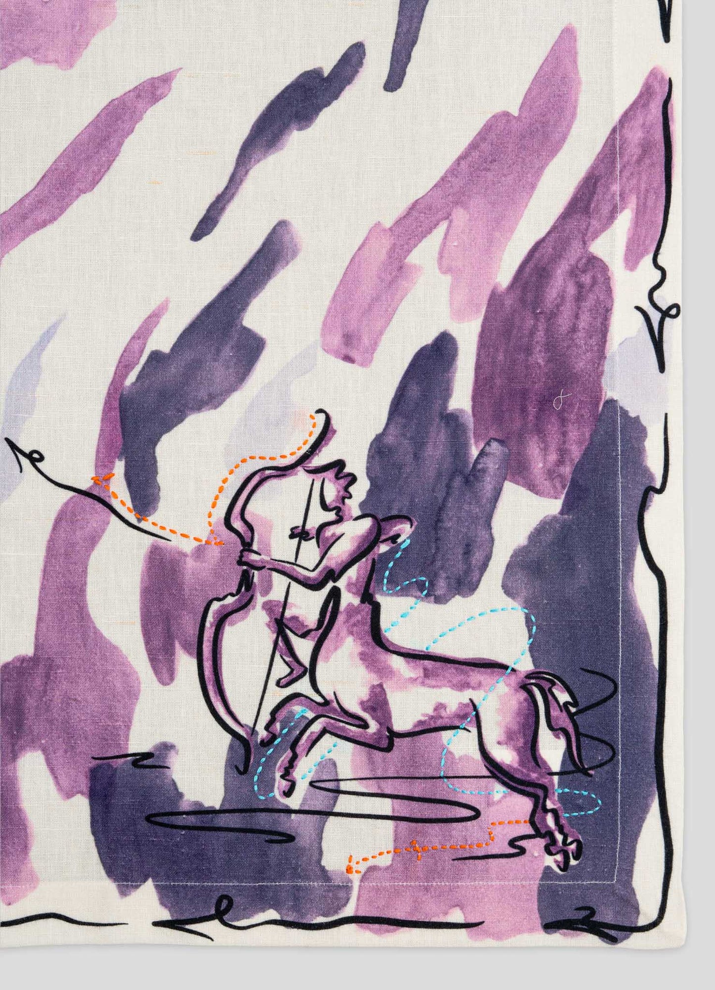 Sagittarius Printed & Hand Embroidered Purple Napkin