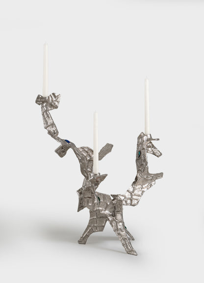 Tutti Frutti Nickel Candelabra