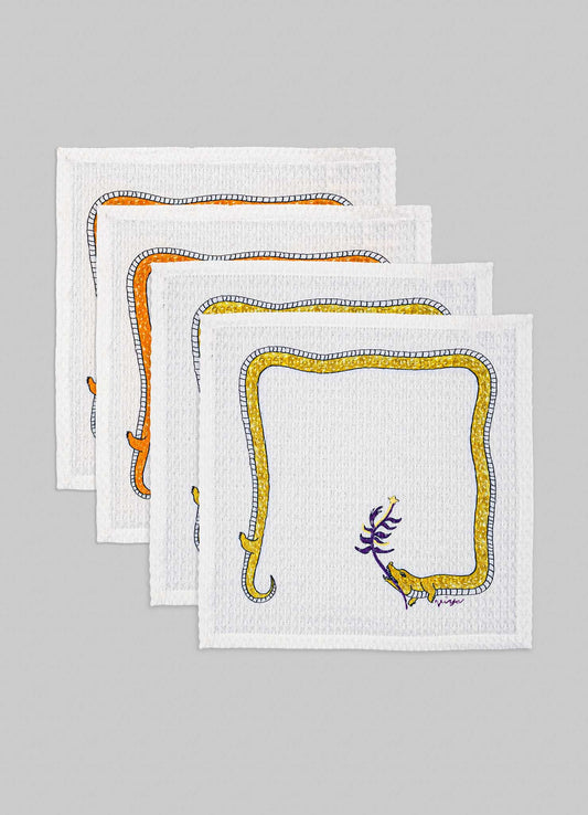 Lurking Crocodile Face Towels - Set of 4