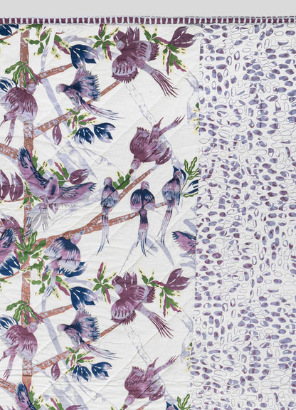 Tree Full Of Parrots Plum Quilt