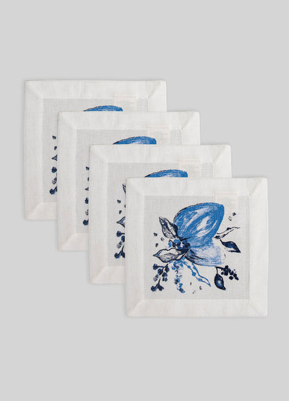 Orchard Blue Cocktail Napkins - Set of 4