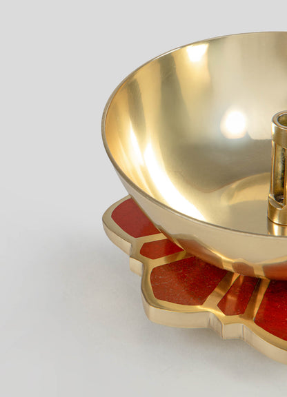 akhand luxury brass diya red