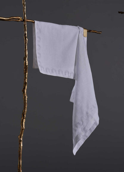 Paigah Hand Embroidered White Linen Placemats - Set of 2