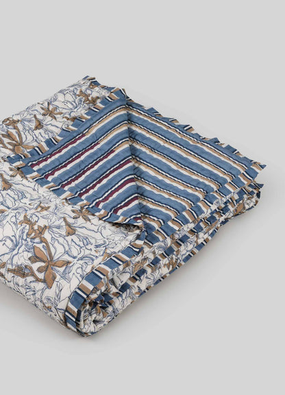 Spring Bouquet Blue & Maroon Single Quilt