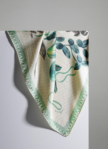 Floral Astra Ecru Silk Scarf