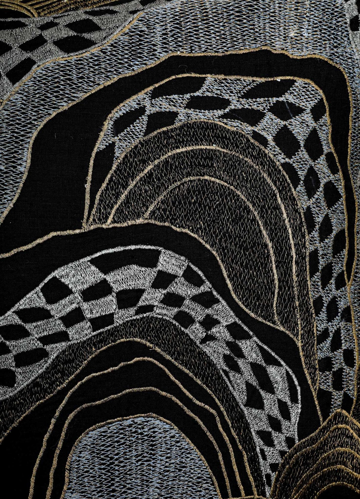 Dreamscape Black Embroidered Linen Cushion Cover 18"x18"