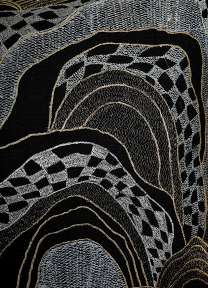 Dreamscape Black Embroidered Linen Cushion Cover 18"x18"