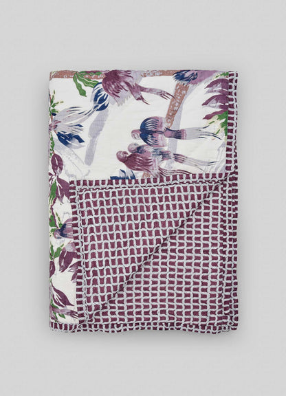 Tree Full Of Parrots Plum Single Quilt