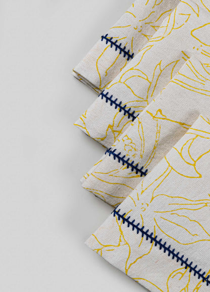 Spring Bouquet Yellow Cocktail Napkins - Set of 4