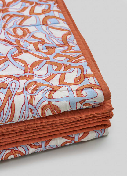 Paigah Orange & Blue King Size Quilt