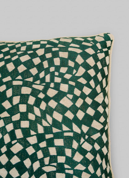 Viya Luxury Checks Cushion Cover Green