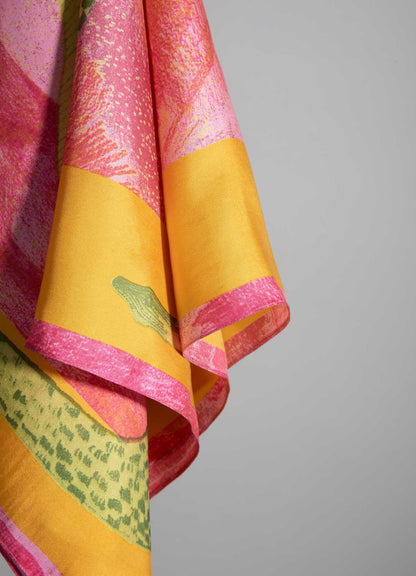 Menagerie Yellow & Pink Silk Scarf