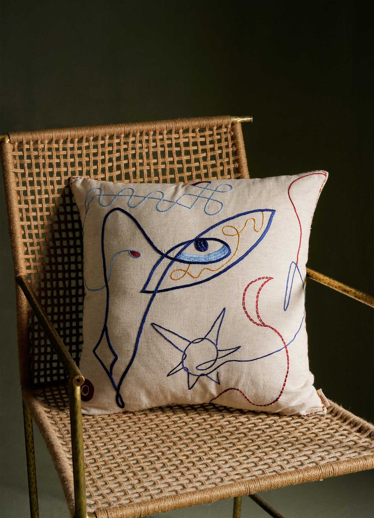 Viya Evil Eye Embroidered Cushion Cover Luxury