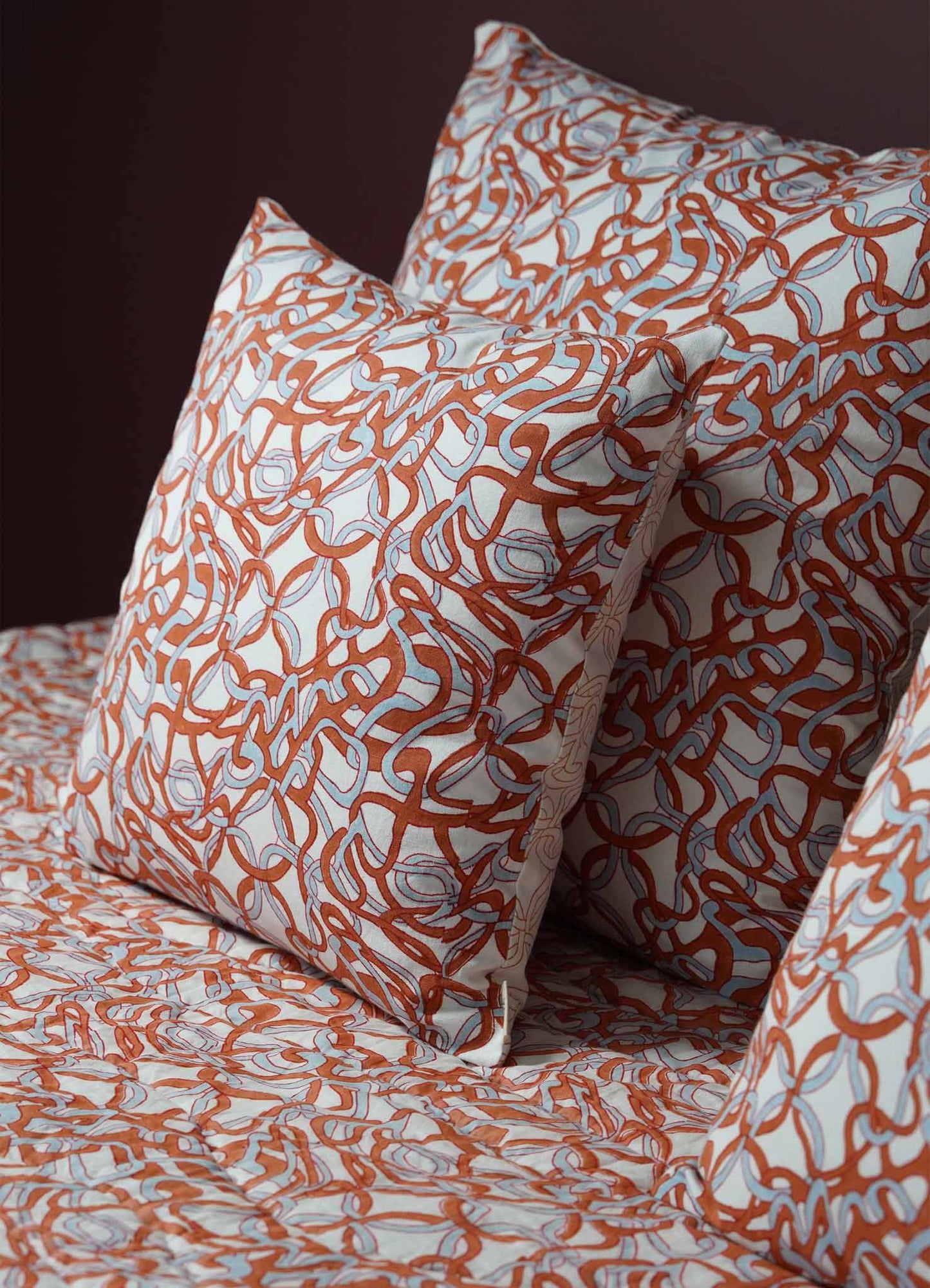 Paigah Orange & Blue Cushion Cover 18"x18"