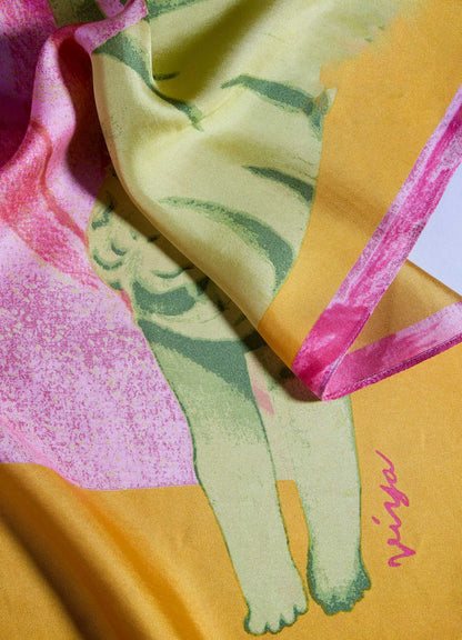 Menagerie Yellow & Pink Silk Scarf