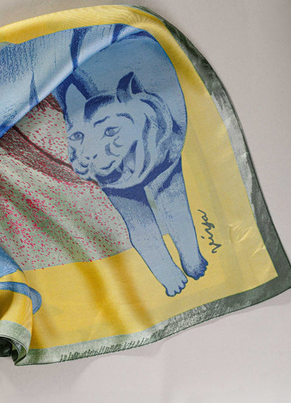 Menagerie Lime & Blue Silk Scarf