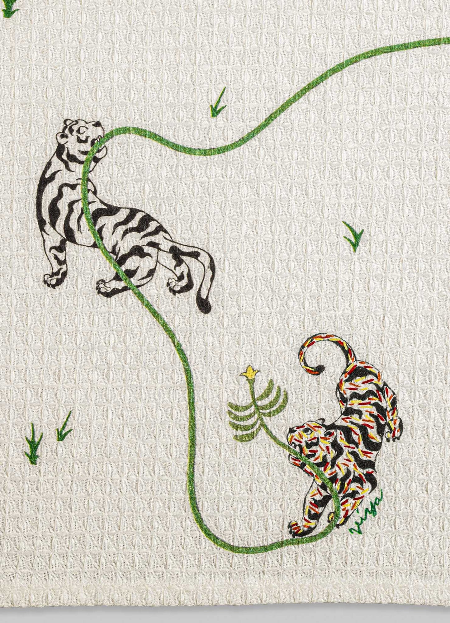 Lounging Tiger Hand Towels - Set of 2