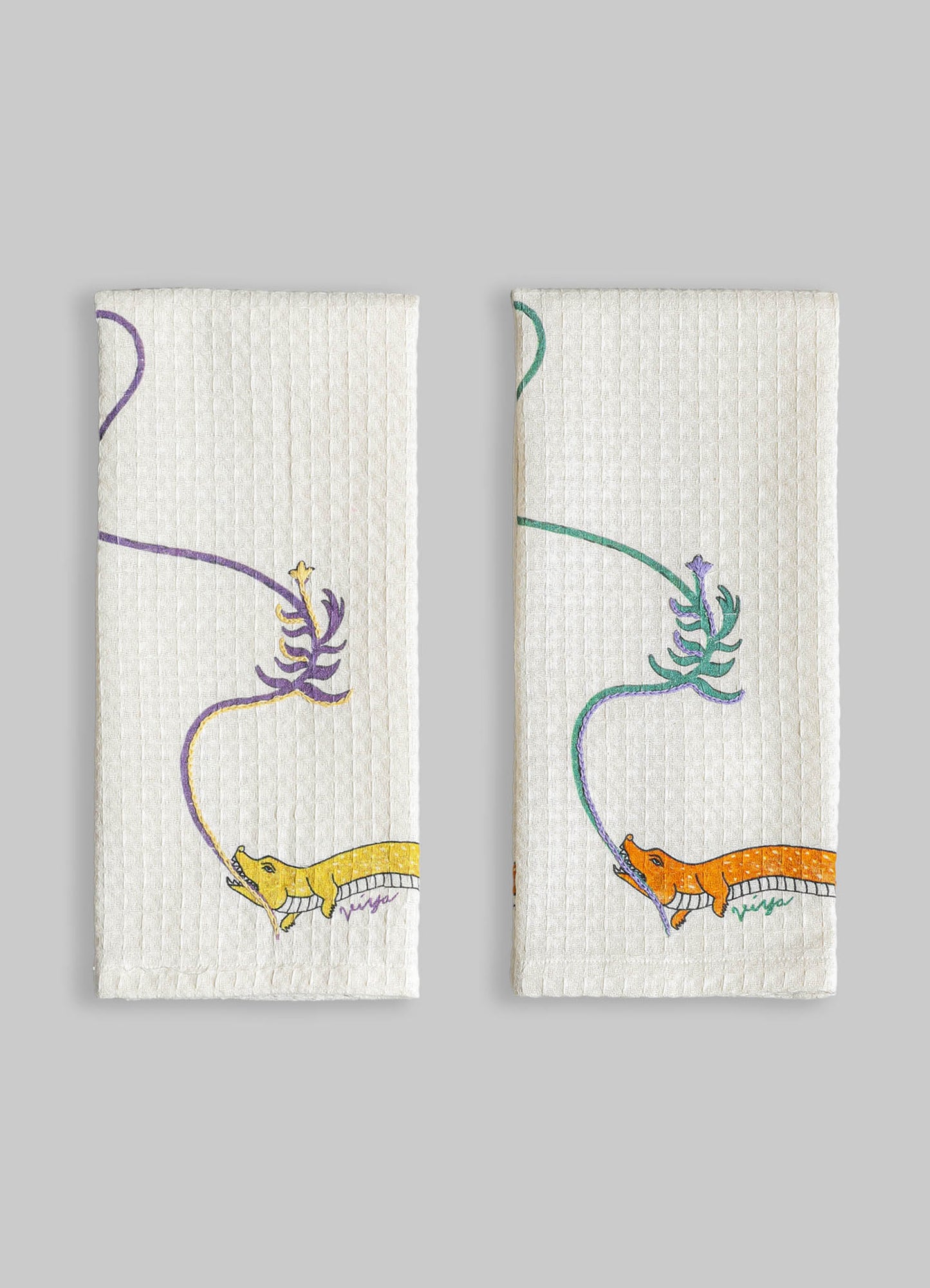 Lurking Crocodile Hand Towels - Set of 2