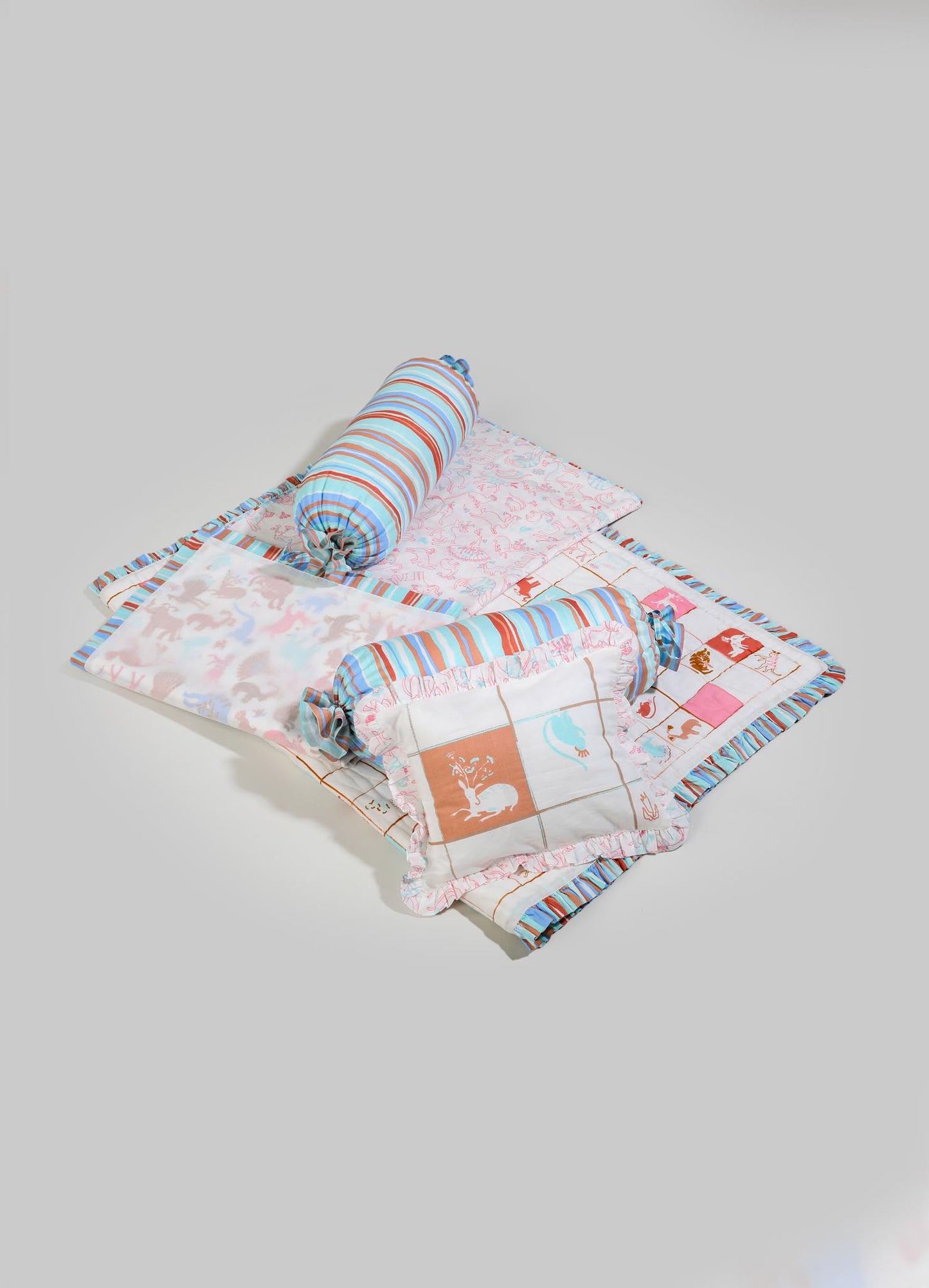 Safari Safari Aqua & Pink Kids Bedding Set