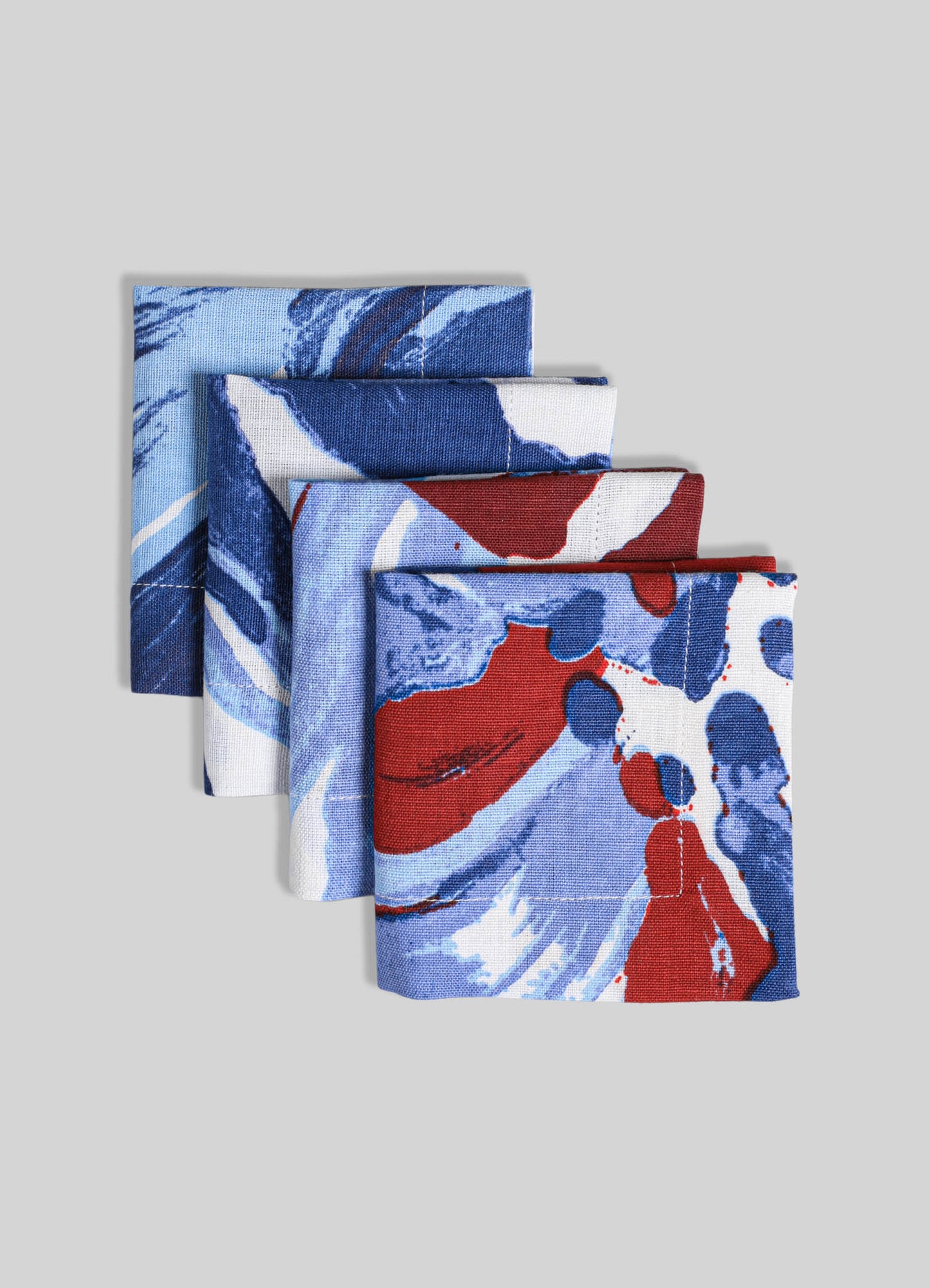 Lotus Red Cocktail Napkins - Set of 4