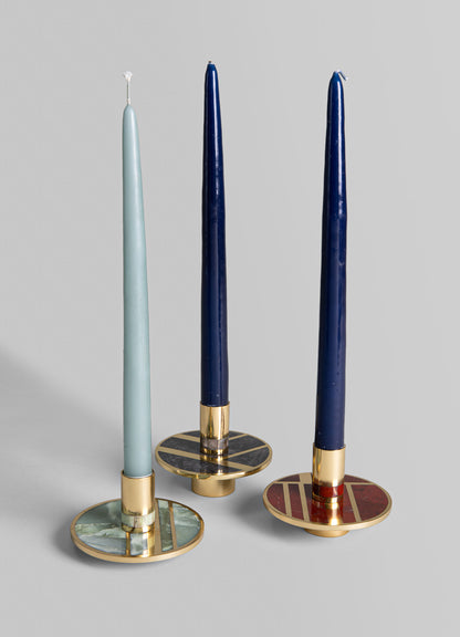 Marble Candle Stand with Brass Inlay