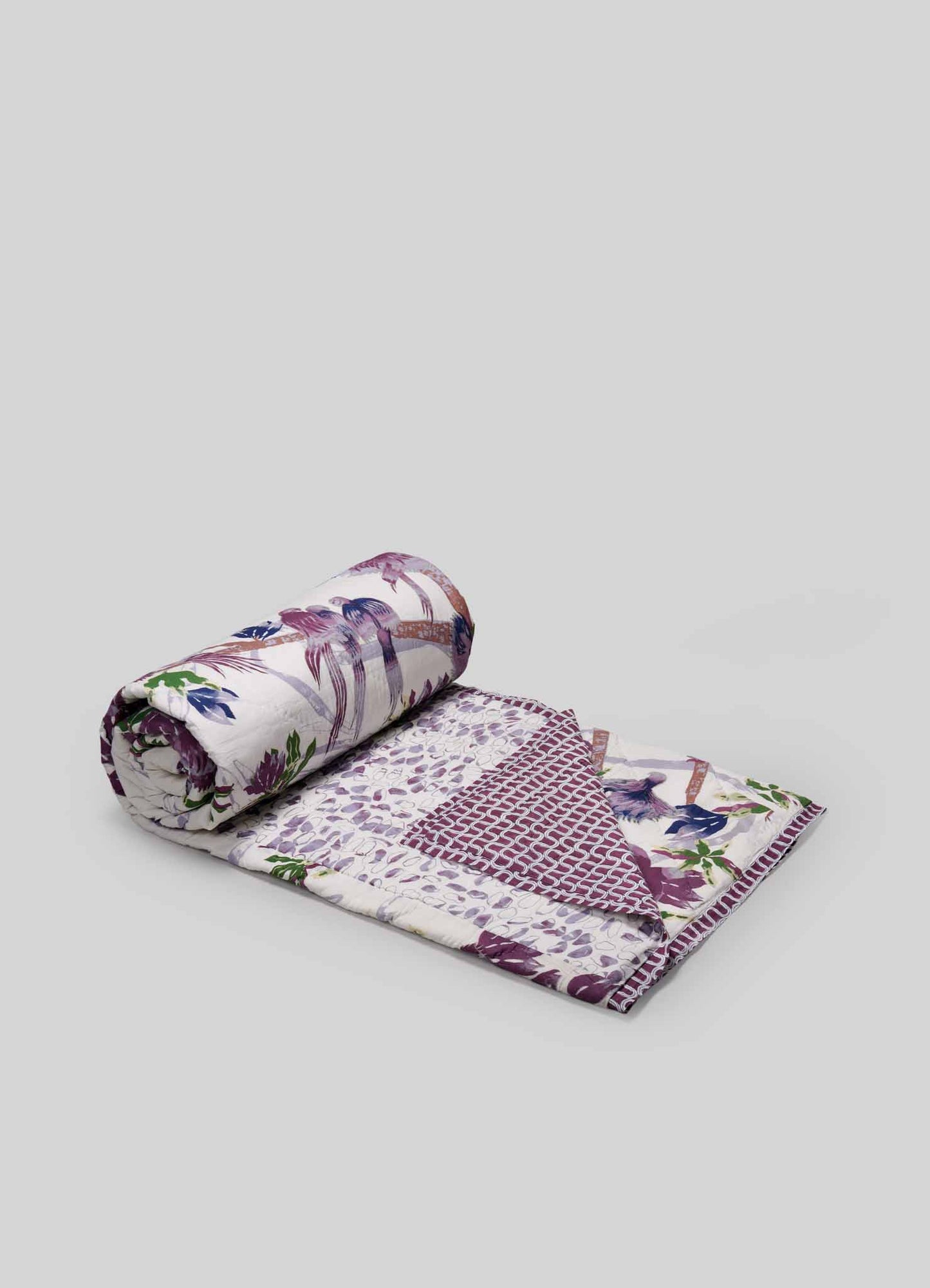 Tree Full Of Parrots Plum King Size Quilt