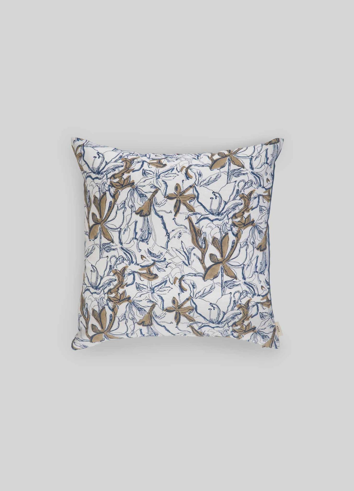 Spring Bouquet Blue & Maroon Cushion Cover 18"x18"